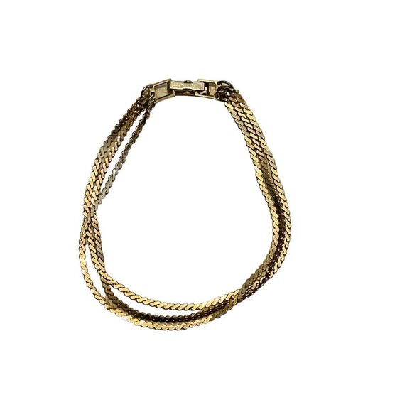 10/$25🦋 Sarah Coventry Triple Strand Serpentine Gold Bracelet - Picture 1 of 16